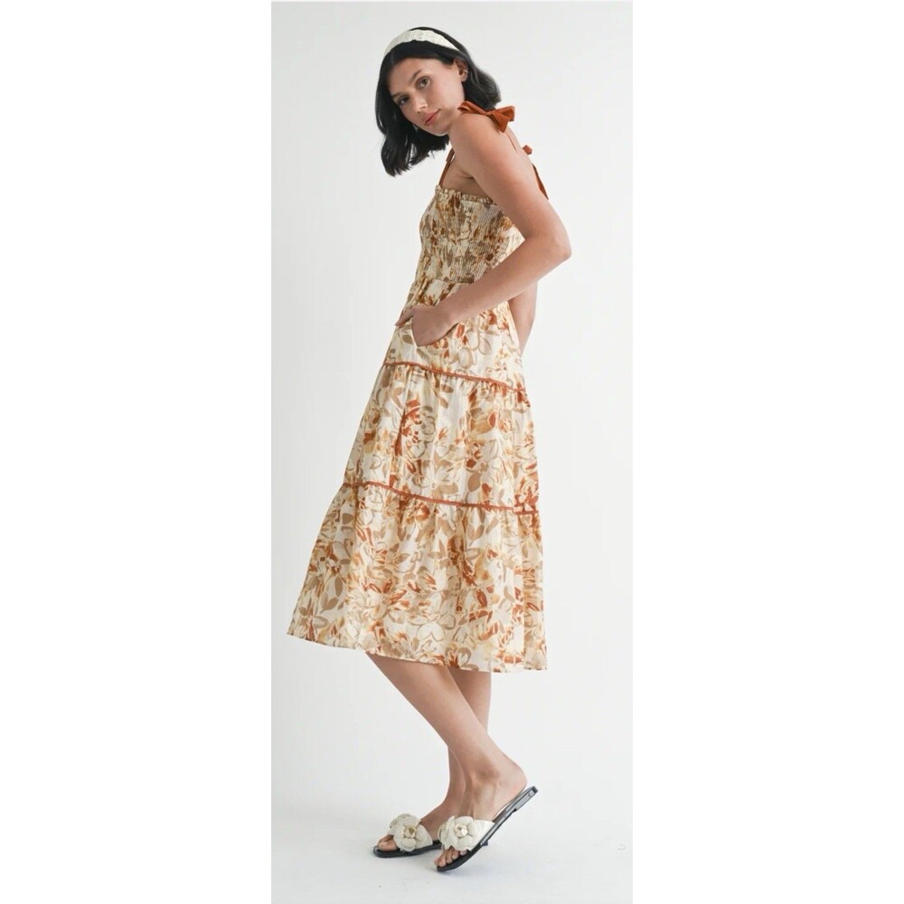 Jacquie the Label Fit and Flare Dress Gaia Boho Romantic  Tiered Floral Medium